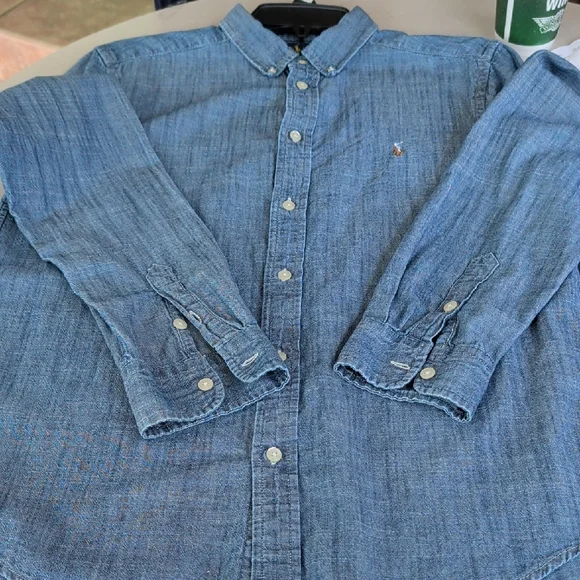 Ralph Lauren Boys Blue Soft Denim Button-Down Shirt SZ XL(18-20) Casual Comfy - Picture 5 of 8